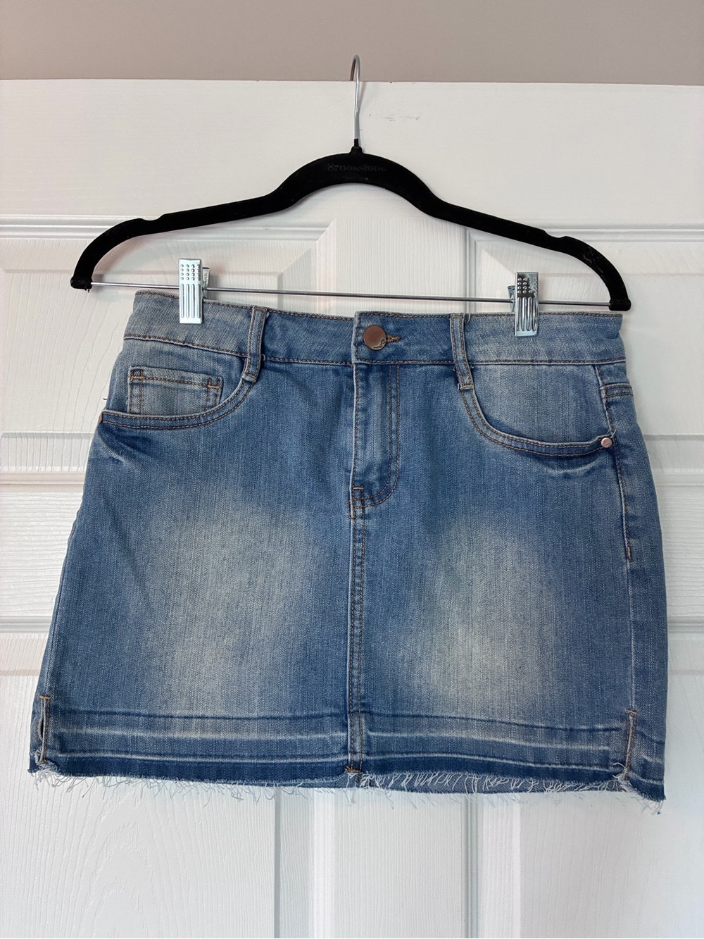 Dollhouse Washed Blue Denim Mini Skirt